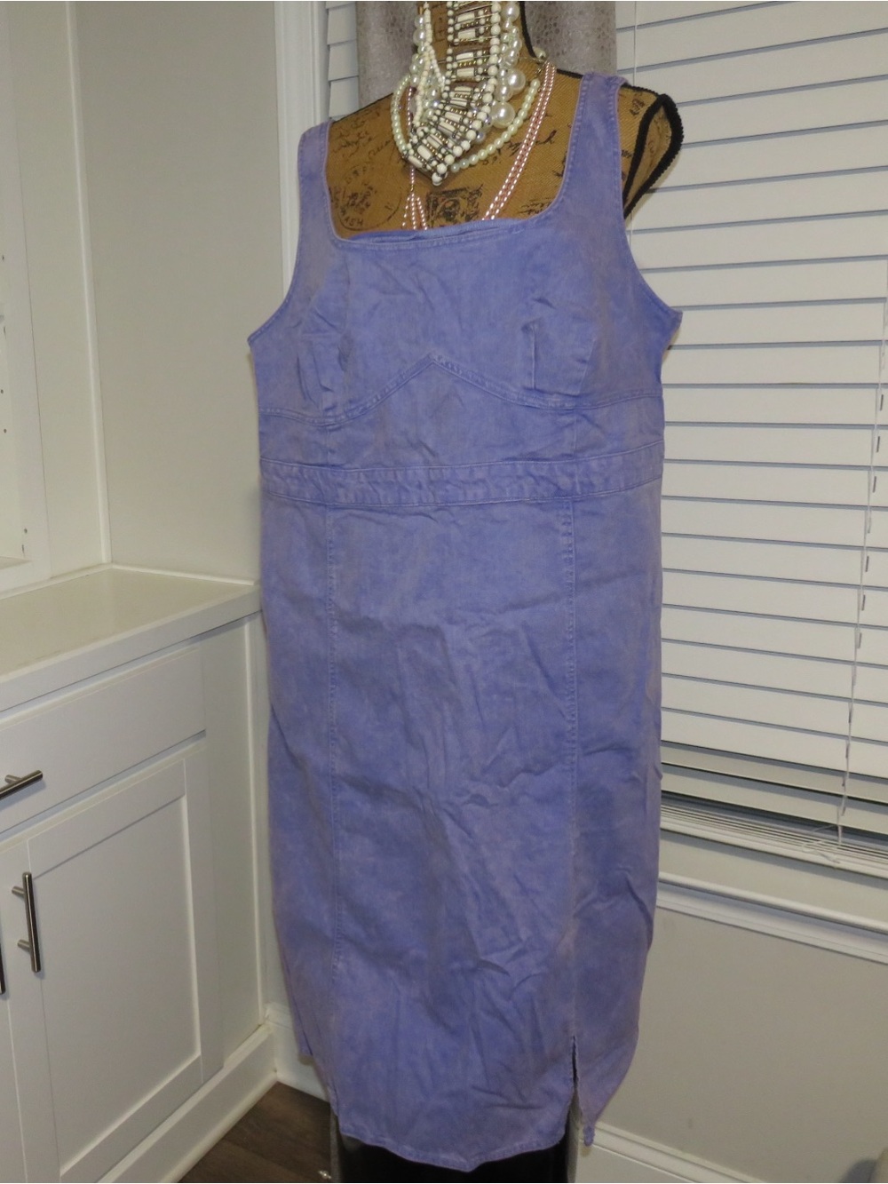 Sleeveless Lavender denim  Dress with Scoop Neck